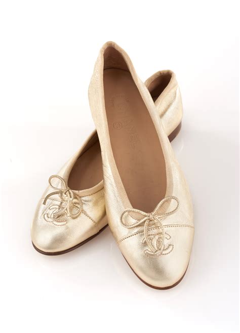 gold foil chanel flats|Chanel flats 9 inch.